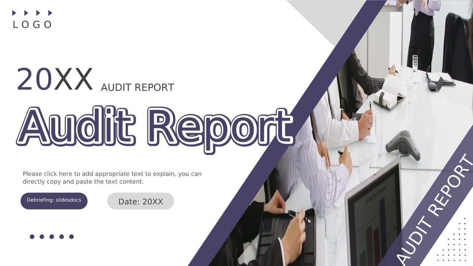 Basic Business Audit Report with a Purple Hue Template For Google Slides And Powerpoint -page 0