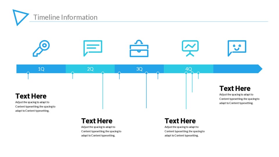 blue and white timeline diagram with icons powerpoint background -page 0