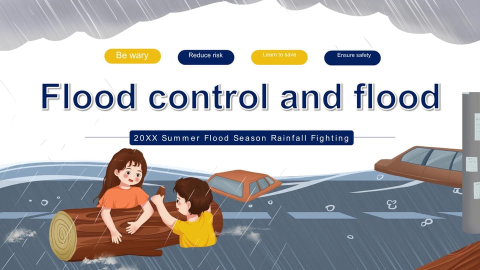 flood control and flood control safety knowledge education courseware Template For Google Slides And Powerpoint -page 0