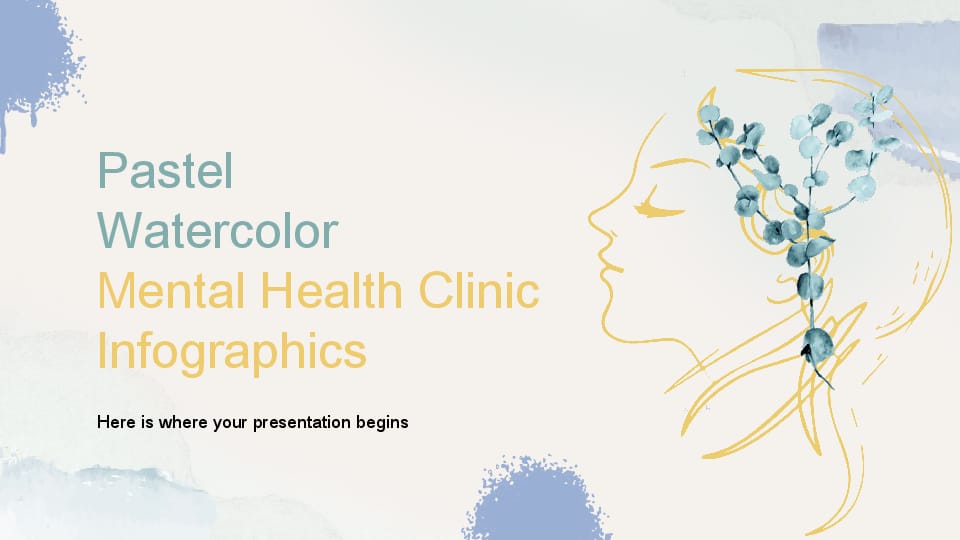 gray mental health clinic infographics with pastel watercolor Template For Google Slides And Powerpoint -page 0