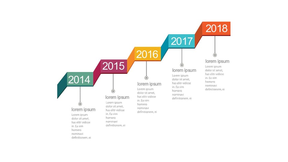 number of colorful steps going up to the year powerpoint background -page 0